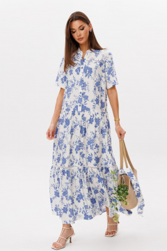 Платье Ларс Стиль 1099 молочно-голубой принт - фото 1