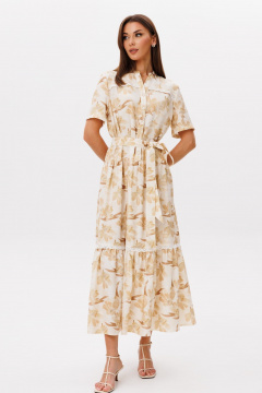 Платье Ларс Стиль 1101 молочно-бежевый_принт - фото 1