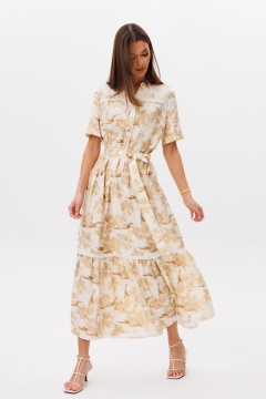 Платье Ларс Стиль 1101 молочно-бежевый_принт - фото 2