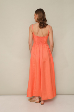 Льняное платье с регуляторами, фигурным вырезом и А-силуэтом PUR PUR 11-193/1 - фото 5