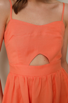 Льняное платье с регуляторами, фигурным вырезом и А-силуэтом PUR PUR 11-193/1 - фото 2