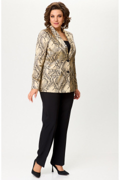 Брюки, жакет БелЭльСтиль 412-3_14_22+596-2_79_22 золото+черный - фото 3