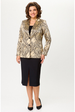 Жакет, юбка БелЭльСтиль 412-3_14_22+597-2_47_22 золото+черный - фото 4