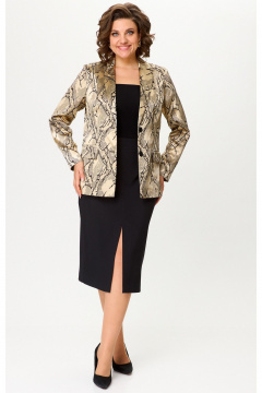 Жакет, юбка БелЭльСтиль 412-3_14_22+597-2_47_22 золото+черный - фото 3