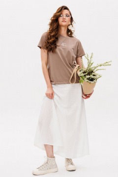 Футболка ERTANNO 2028 бежевый/капучино - фото 1