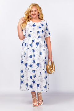 Платье Swallow 849.2 молочный/синие_серые_цветы - фото 3