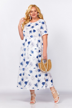 Платье Swallow 849.2 молочный/синие_серые_цветы - фото 2