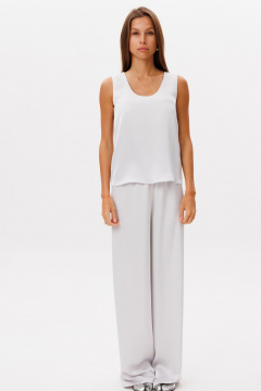 Прямые брюки из струящегося атласа с запахом THE NAME 2295 светло-серый - фото 1