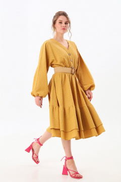 Платье NikVa 974-1 горчица - фото 4
