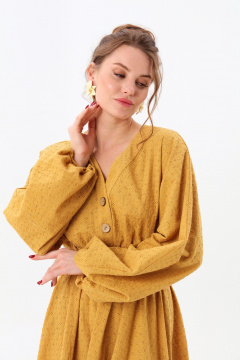 Платье NikVa 974-1 горчица - фото 3