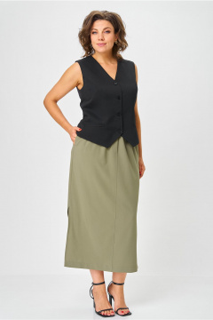 Жилет, юбка Andina city 9070-25 черный-хаки - фото 5