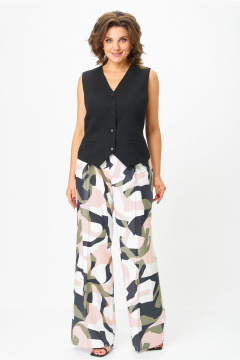 Брюки, жилет Andina city 9068-25 черный_белый_абстракция - фото 5