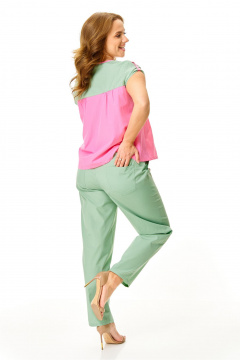 Блуза, брюки T&N 7660 мята-роза - фото 2