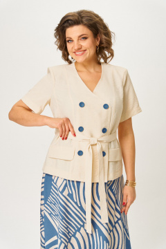 Жакет, юбка ANASTASIA MAK 1265 беж+синий - фото 4