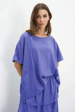 Летний комплект из вискозы с асимметричной юбкой и блузой Fantazia Mod 4473 джинс - фото 2