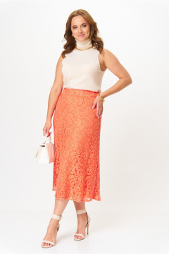 Оранжевая юбка из гипюра ниже колена для повседневных и праздничных образов Anna Majewska 1540 - фото 1