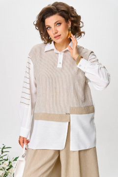 Блуза, брюки Anastasia 1242 молочно-бежевый - фото 4