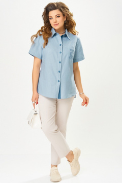 Блуза, брюки Fita 1662 бежево-небесный - фото 4