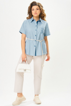 Блуза, брюки Fita 1662 бежево-небесный - фото 3