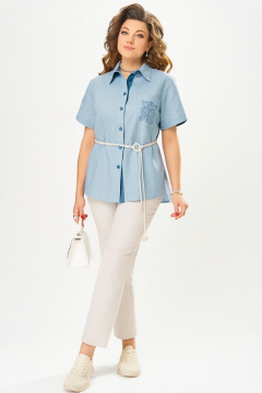 Блуза, брюки Fita 1662 бежево-небесный - фото 1