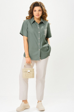 Блуза, брюки Fita 1665 бежево-оливковый - фото 4