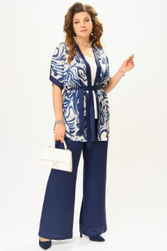 Брюки, кардиган, топ Fita 4081 сине-бежевый - фото 5