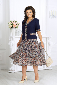 Жакет, юбка Ninele 5992 синий_листья - фото 3