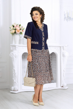 Жакет, юбка Ninele 5992 синий_листья - фото 4