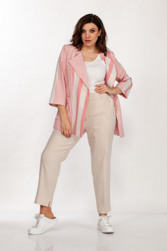 Костюм из текстиля с жакетом и брюками для демисезона Anna Majewska 1436 коралл - фото 4