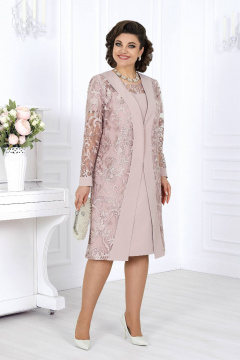 Розовый кружевной вечерний костюм из 2 предметов Ninele 5988 пудра - фото 1