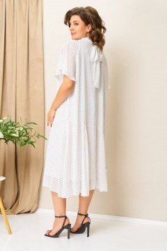 Платье VOLNA 1422 молочно-белый/горох - фото 2