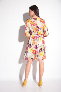 Платье с ярким цветочным принтом и резинкой на талии Michel chic 2044 цветочки - фото 4