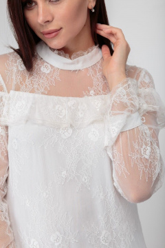 Платье макси с кокетками и съемным поясом Anelli 684 белый - фото 4