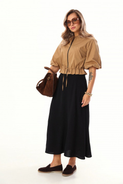 Бомбер, юбка LM К1140134 бежево-черный - фото 4