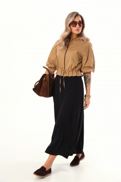 Бомбер, юбка LM К1140134 бежево-черный - фото 3