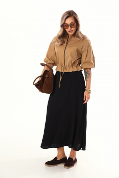 Бомбер, юбка LM К1140134 бежево-черный - фото 2