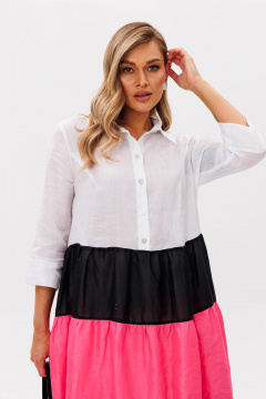 Платье Anastasia 1241.1 бело-черно-розовый - фото 3