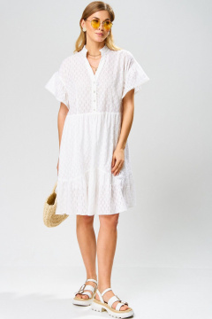 Платье Laikony L-123 молочный/шитье-с-полоской - фото 2