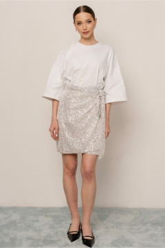 Юбка из сетки с пайетками в нарядном стиле до колен JRSy 2404 - фото 1