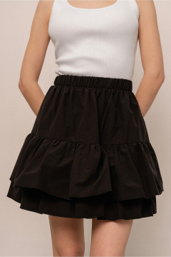 Юбка расширенная с оборками и поясом из текстиля JRSy 2397 черный - фото 2