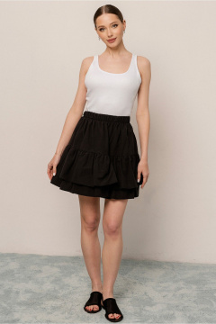 Юбка расширенная с оборками и поясом из текстиля JRSy 2397 черный - фото 1
