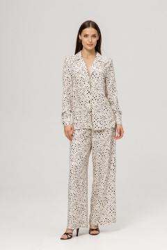 Блуза, брюки Twok 111006 белый с черными цветами - фото 4