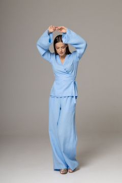 Брюки, кардиган Twok 222102 голубой - фото 3