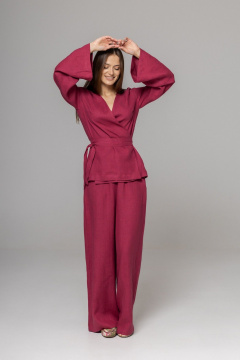 Брюки, кардиган Twok 222104 винный - фото 3