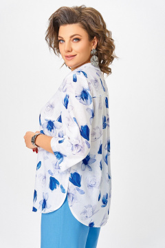 Блуза Swallow 852.1 молочный/синие_и_серые_цветы - фото 3