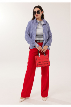 Блуза, брюки, жакет Твой имидж 2167 синий-красный - фото 4