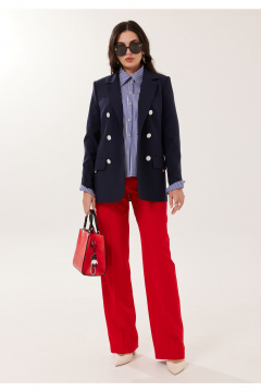 Блуза, брюки, жакет Твой имидж 2167 синий-красный - фото 2