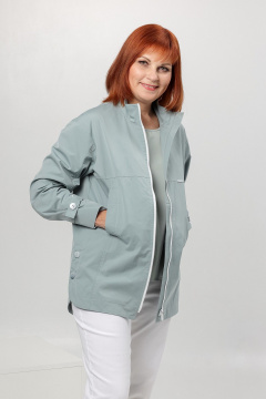 Жакет прямого силуэта из демисезонного текстиля с шлицами Соджи 589 мятный - фото 3