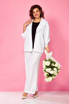 Блуза, брюки, жакет Ольга Стиль С-935 полоска-черный - фото 4