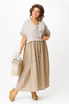 Платье Michel chic 2181 бежевая_полоска - фото 1